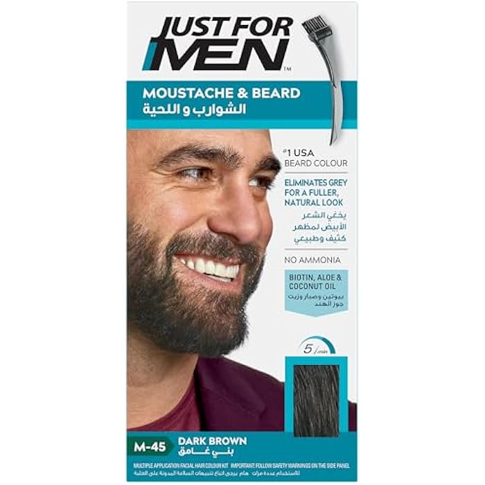 Just for Men Brush-In Color Gel Mustache & Beard M-45 Dark Brown - 1 Application Hair Color - Image 1